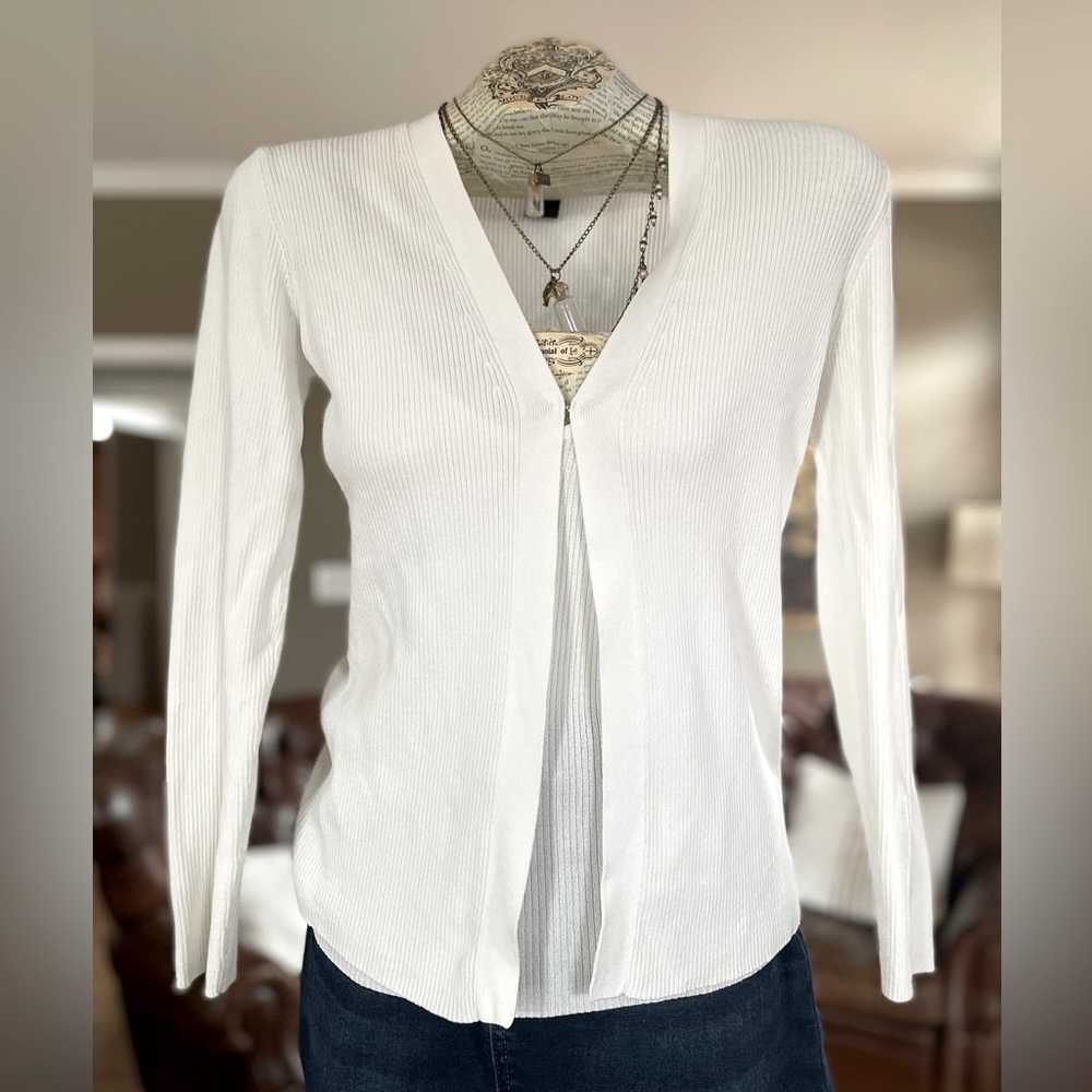 The Limited Cardigan & Tank Top Twin Set - White - Picture 2 of 7